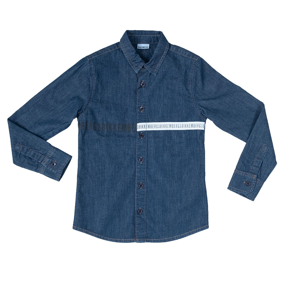 
  Jeans shirt, from the Bikkembregs children's clothing line, with long sleeves
  and logo print...