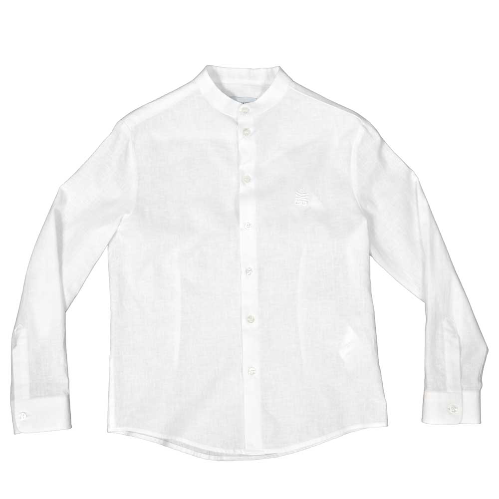 Linen shirt from the Bikkembergs children's clothing line, with embroidery on one side and slim c...