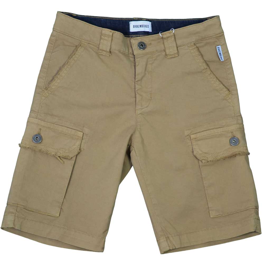 Sports shorts from the Bikkembergs children's clothing line, with side pockets and raw cut finish...