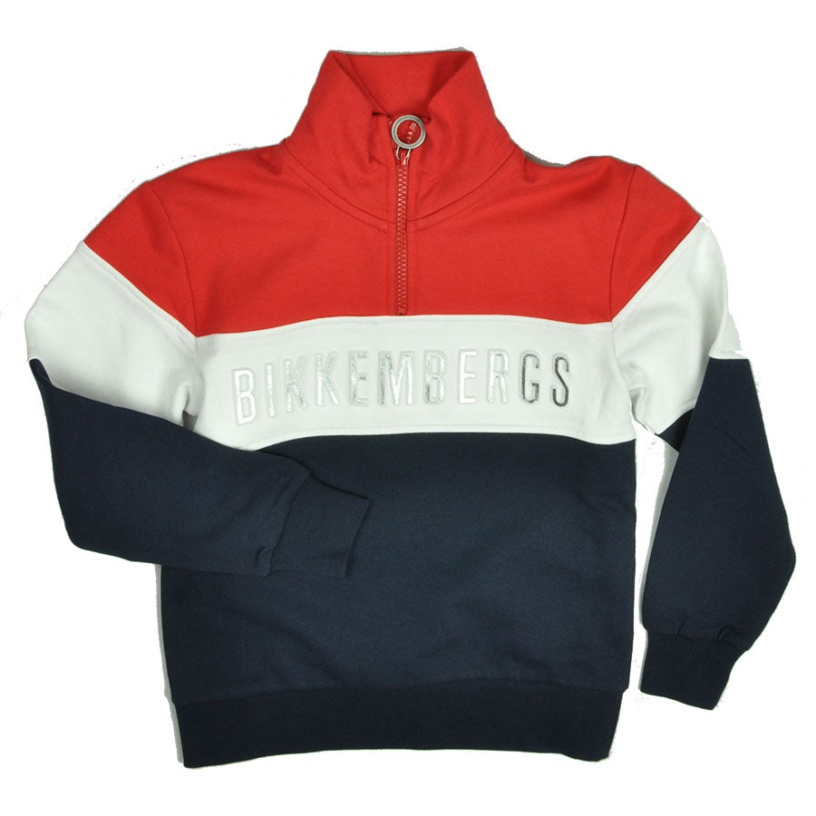 
  Sweatshirt with mandarin collar and zip on the front. of the Children's Clothing Line
  Bikkem...