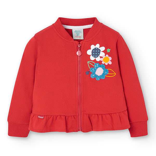 
Jacket in sweatshirt of the Clothing Line Bambina Boboli, with zip closure and printed flowers o...