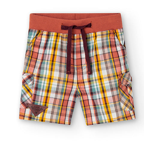 Checked poplin shorts for boy