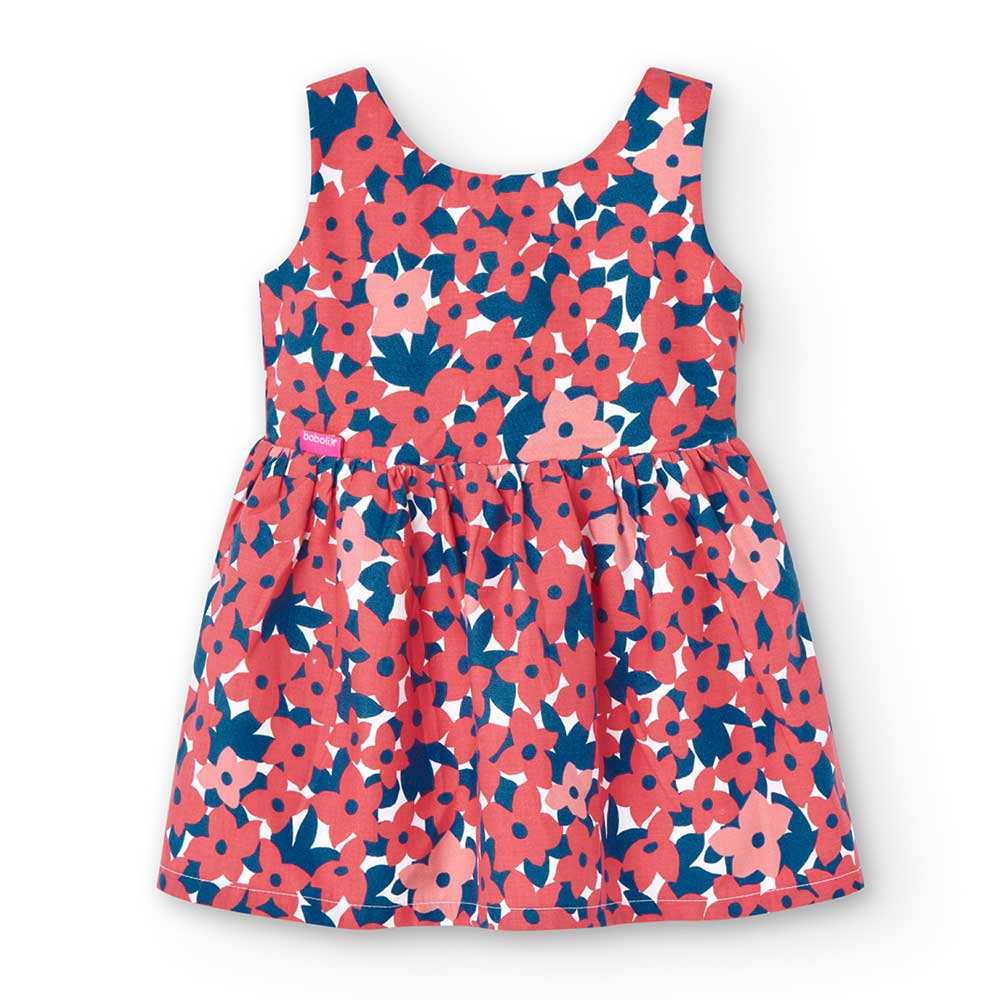 Satin dress from the Boboli Girls' Clothing Line, with multicolored floral pattern. Matching culo...