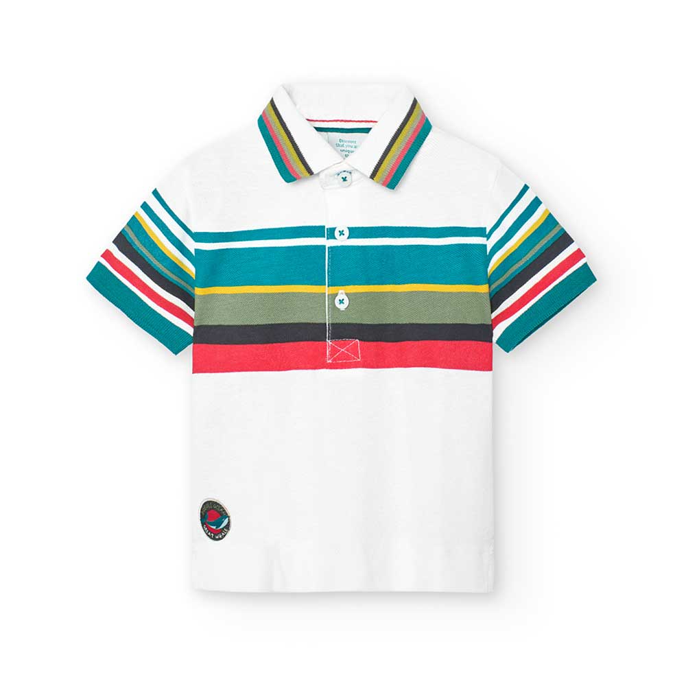 Piquet cotton polo shirt from the Boboli children's clothing line, with horizontal striped patter...