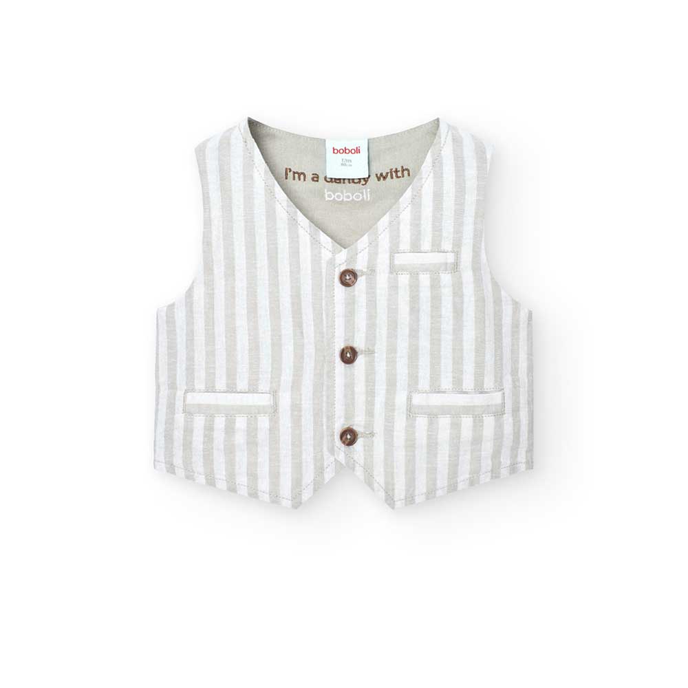 Waistcoat from the Boboli children's clothing line, in linen blend with pockets on the front and ...