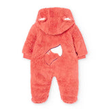 Furry onesie with hood for newborns