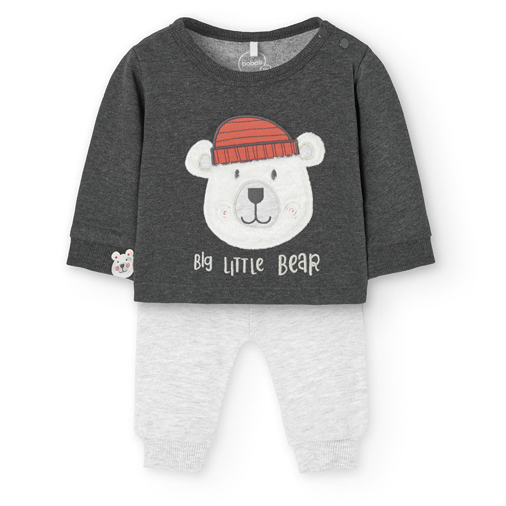 Two-piece suit from Boboli Children's Clothing Line, with pants with embroidered teddy bear on th...