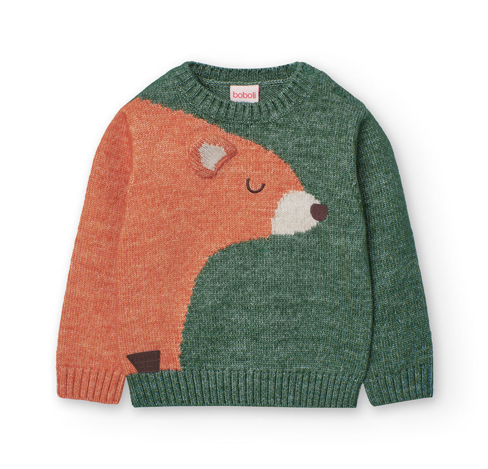 Sweater from the Boboli children's clothing line, with bear-shaped work on the front and ear-shap...