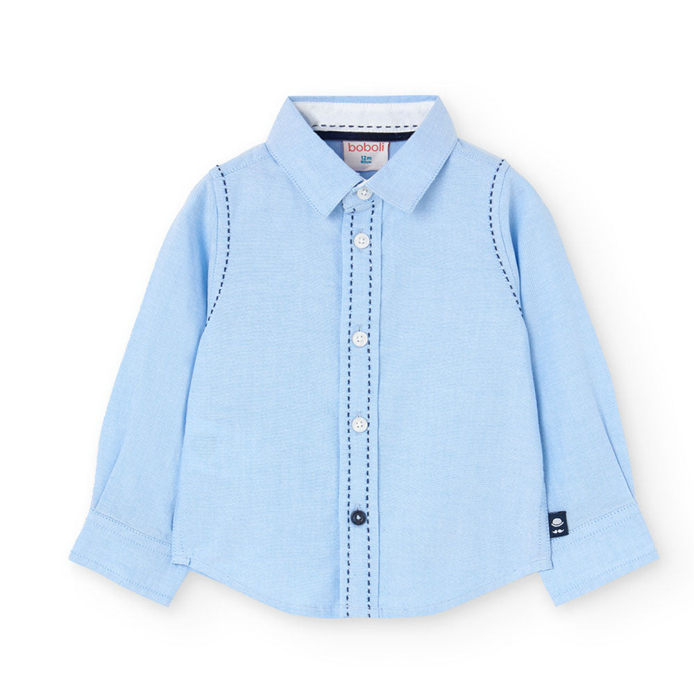 Long sleeve shirt from Boboli Children's Clothing Line, oxford fabric, with contrasting color sti...