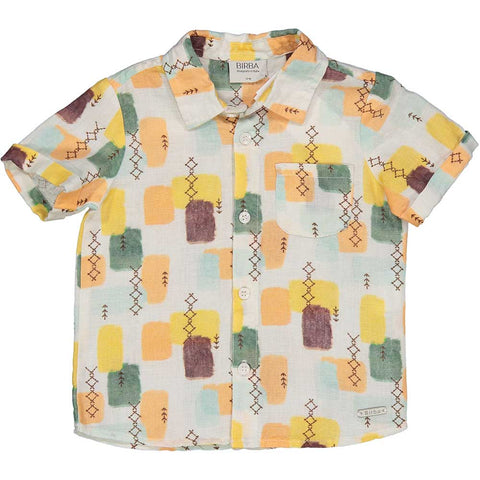 PATTERN LINEN BLEND S/S SHIRT