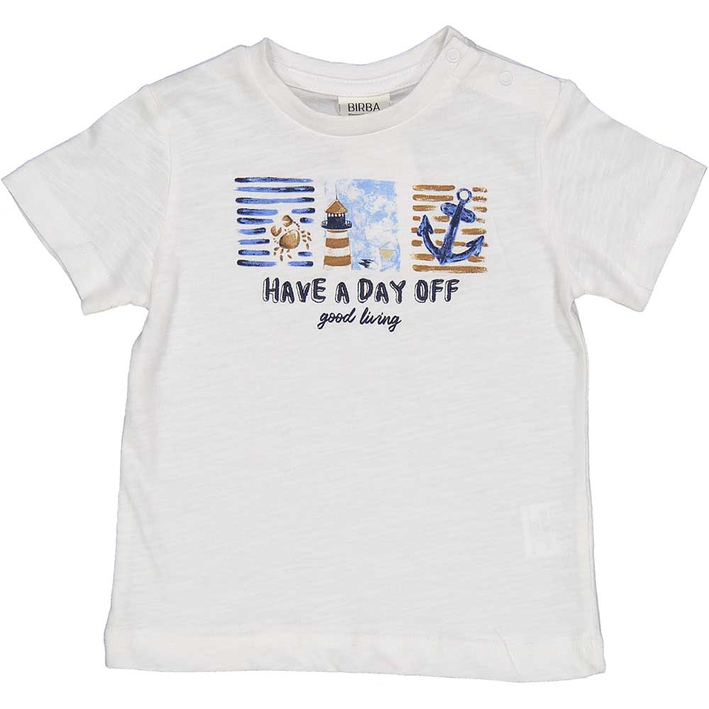 T-shirt from the Birba children's clothing line, with seafood mustaches printed on the front.
Com...