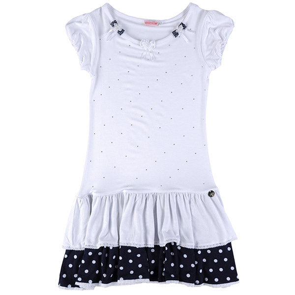 
  Cotton jersey dress from the Mirtillo girls' clothing line with cut out
  on the hips and skir...