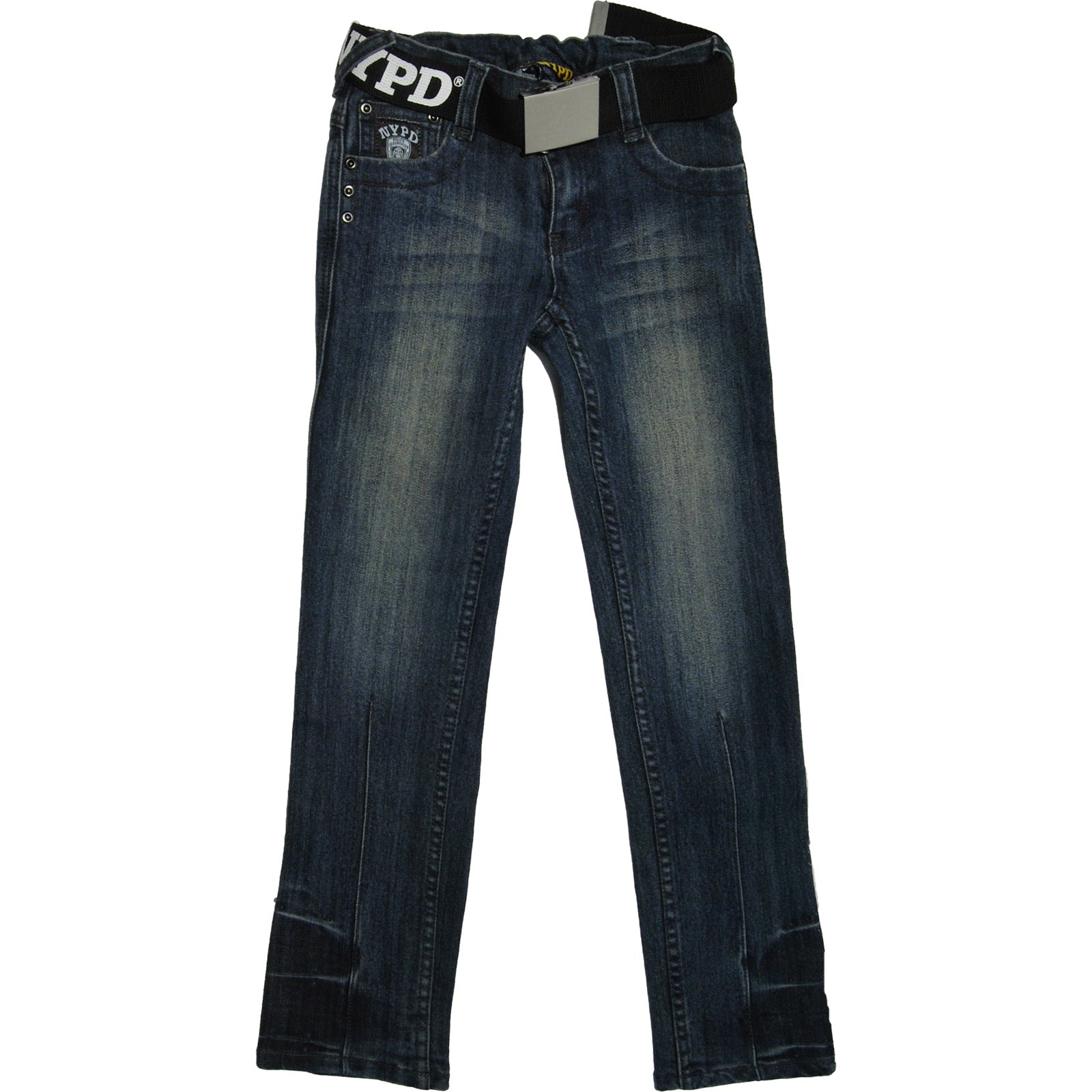 
  Denim trousers from the children's clothing line Mirtillo regular cut, dark wash, logoed belt ...