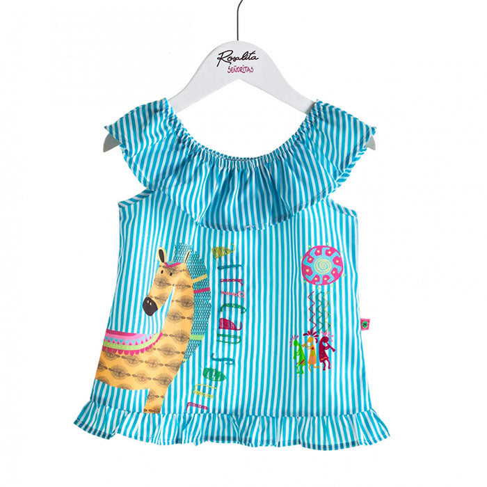 Blouse from the Rosalita Senoritas girl's clothing line, striped, sleeveless, in blue and white. ...