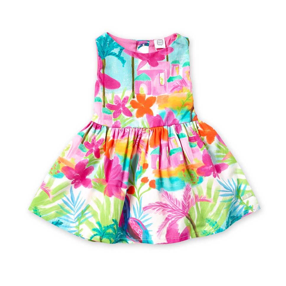 Dress from the Tuc Tuc girls' clothing line, with a particular cut on the back. With a tight wais...