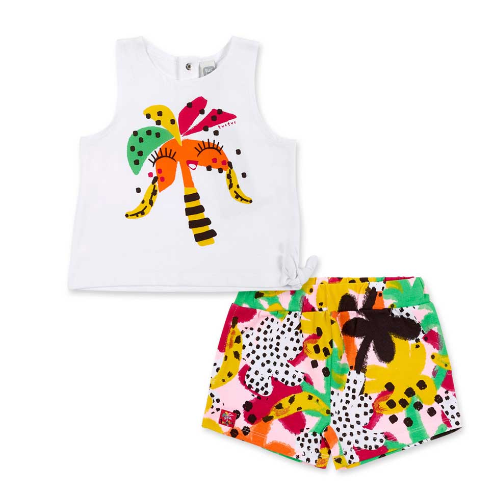 Two-piece set from the Tuc Tuc girls' clothing line, consisting of a sleeveless top with a colore...