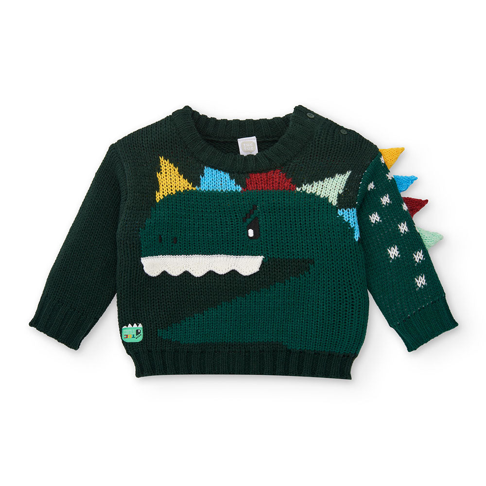 Very soft sweater from the Tuc Tuc children's clothing line, with dinosaur-shaped embroidery on t...