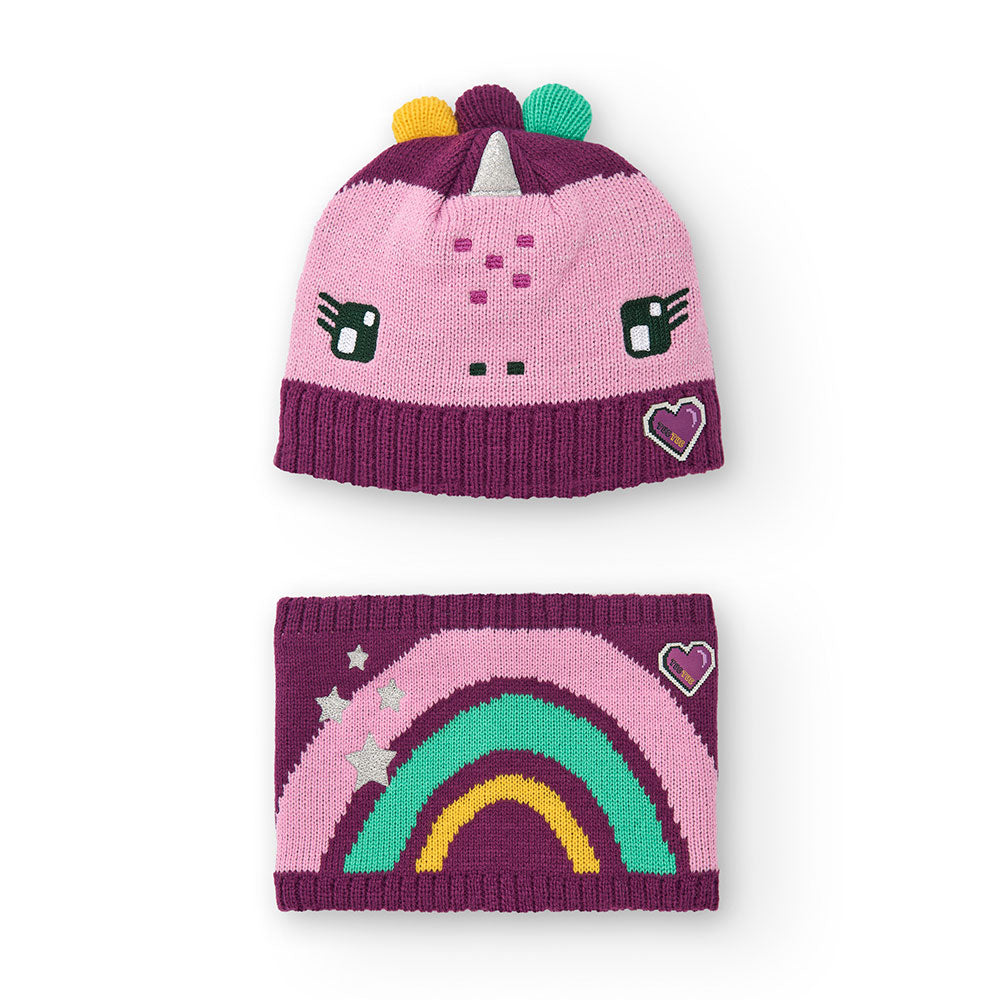 Set from the Tuc Tuc girls' clothing line, consisting of a hat with ears and a very soft knitted ...