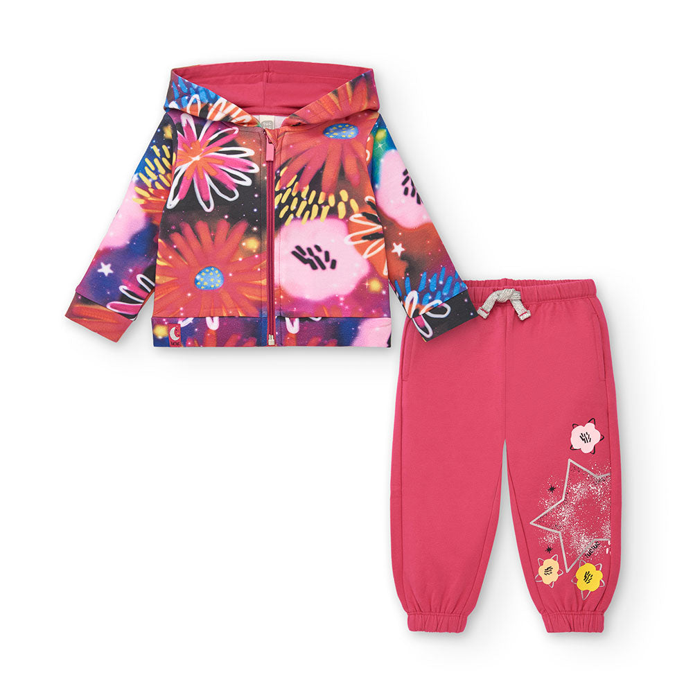 Two-piece set from the Tuc Tuc girls' clothing line, with hooded sweatshirt open on the front wit...