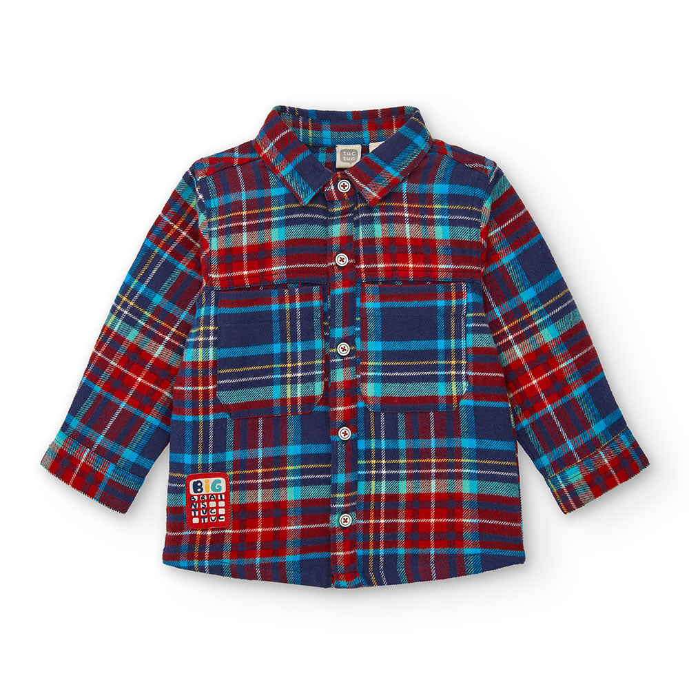 Flannel shirt from the Tuc Tuc children's clothing line, with checked pattern and small fabric ap...